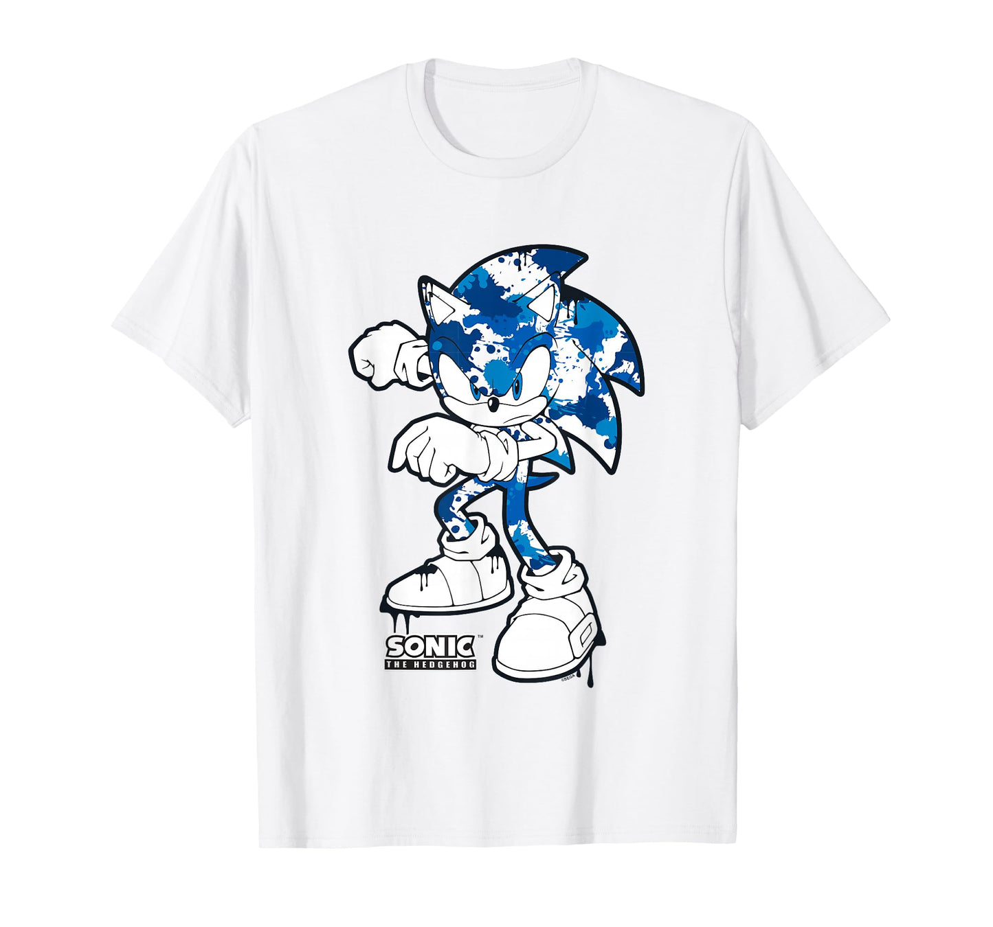 Sonic The Hedgehog Dripping Paint Urban Style Portrait T-Shirt