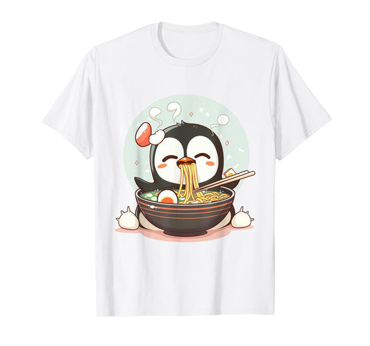 Penguin Ramen Anime Kawaii Eating Girls Teens Gifs T-Shirt