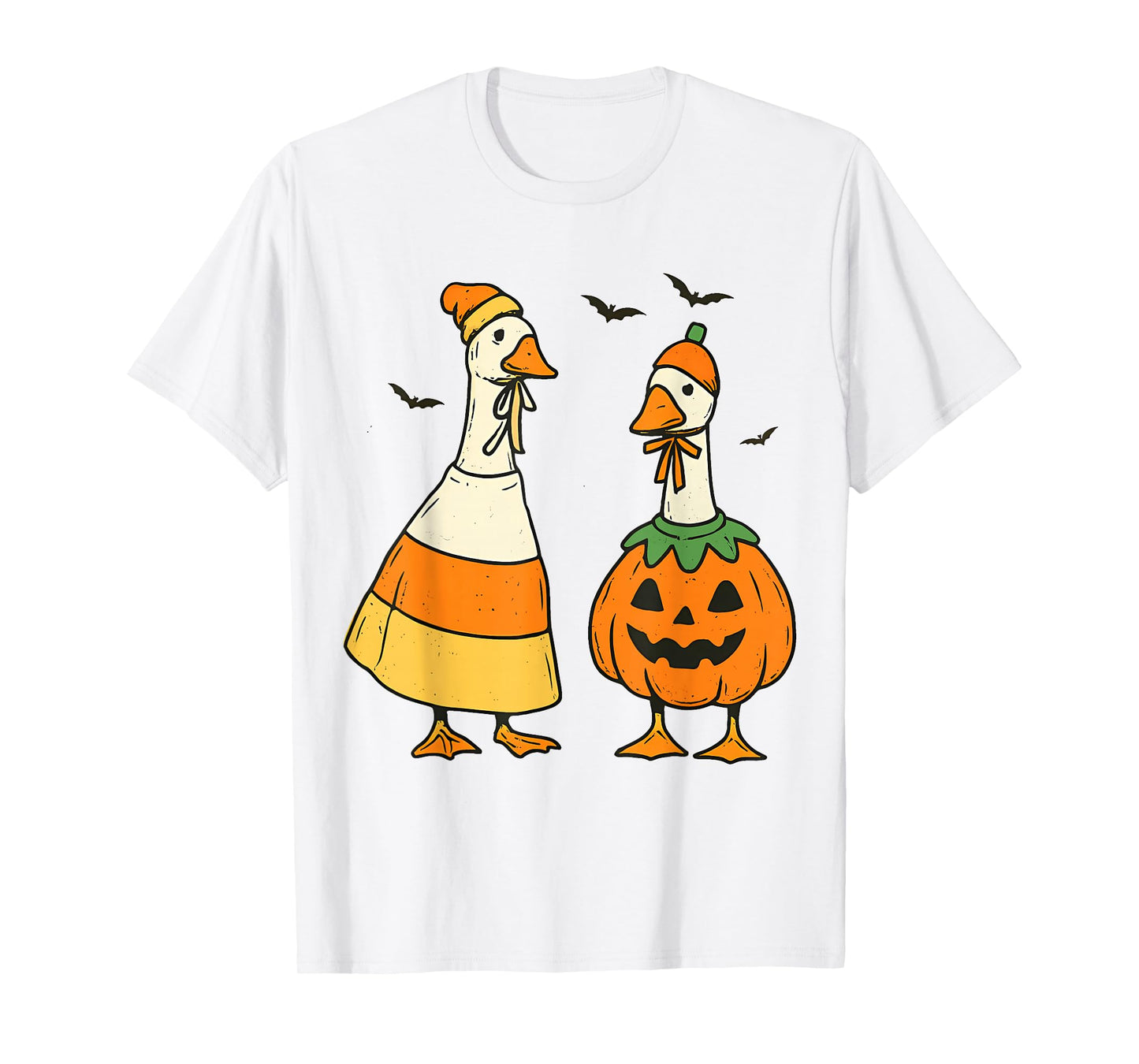 Halloween Goose Outfit Lawn Porch Geese Pumpkin Candy Corn T-Shirt