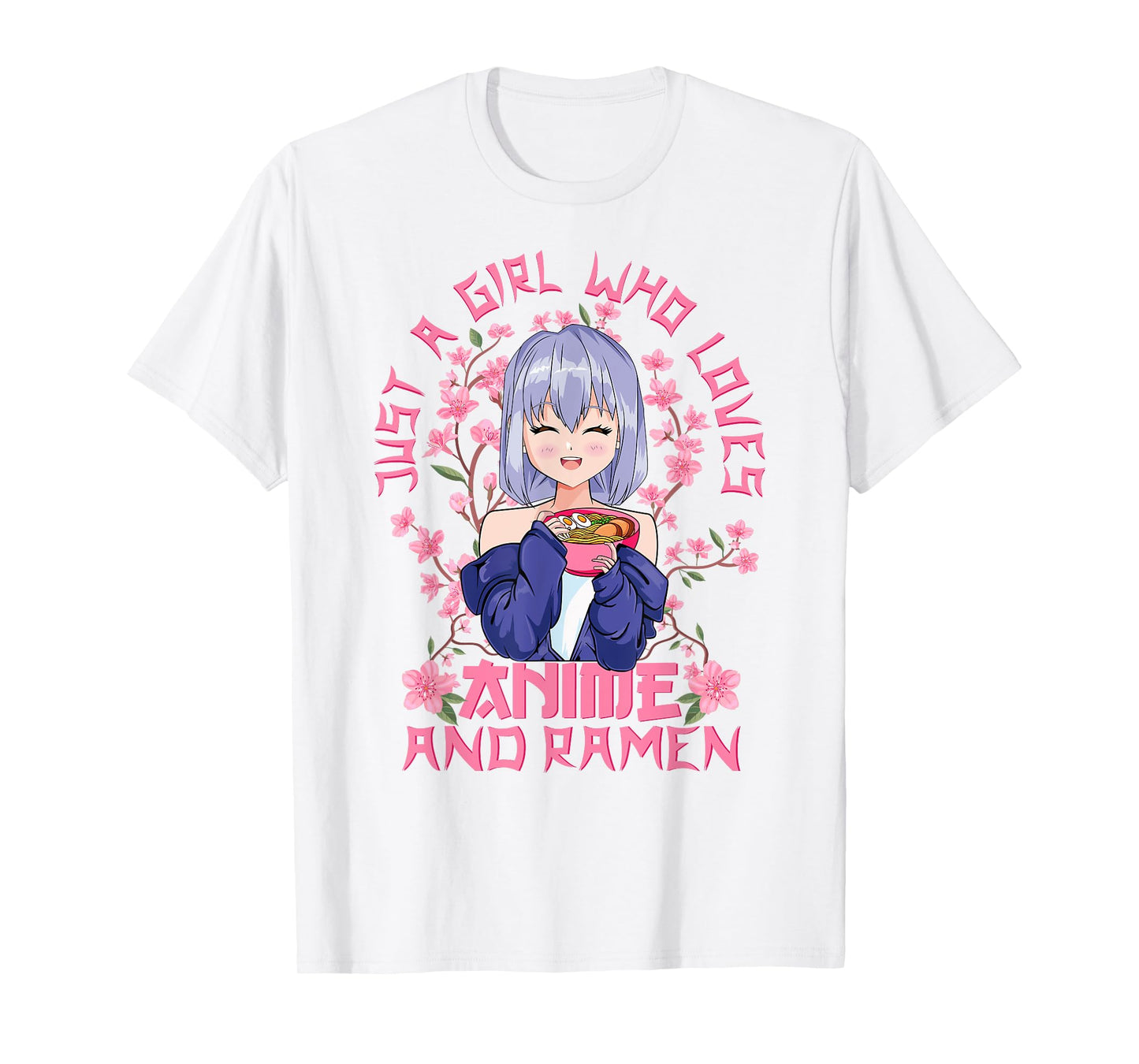 Anime and Ramen - Kitschy Sakura Japanese Cherry Blossoms T-Shirt