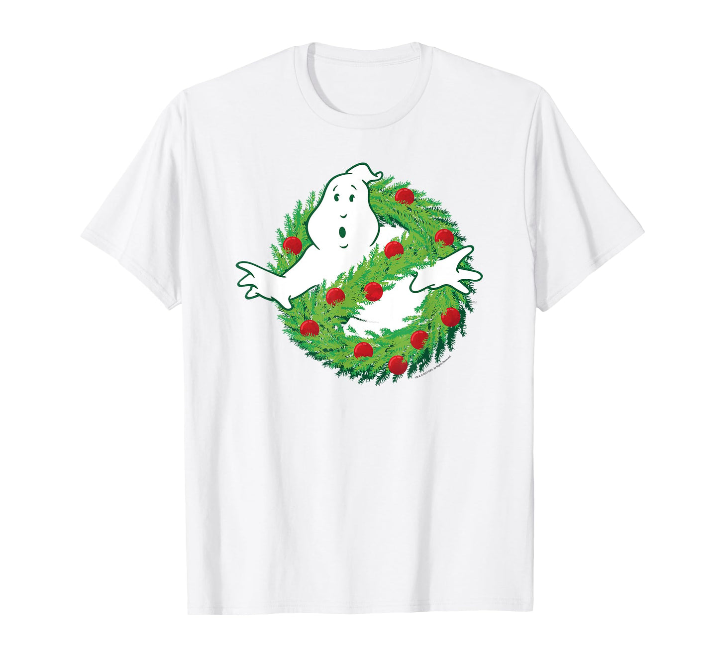 Ghostbusters Ghost of Christmas Wreath Logo Movie T-Shirt