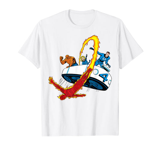 Marvel Fantastic Four Retro Fantasticar Team T-Shirt Small