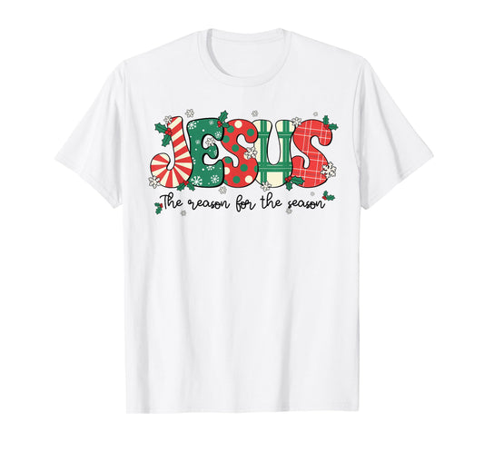 Jesus Is The Reason For The Season Christmas Xmas Candy Cane T-Shirt