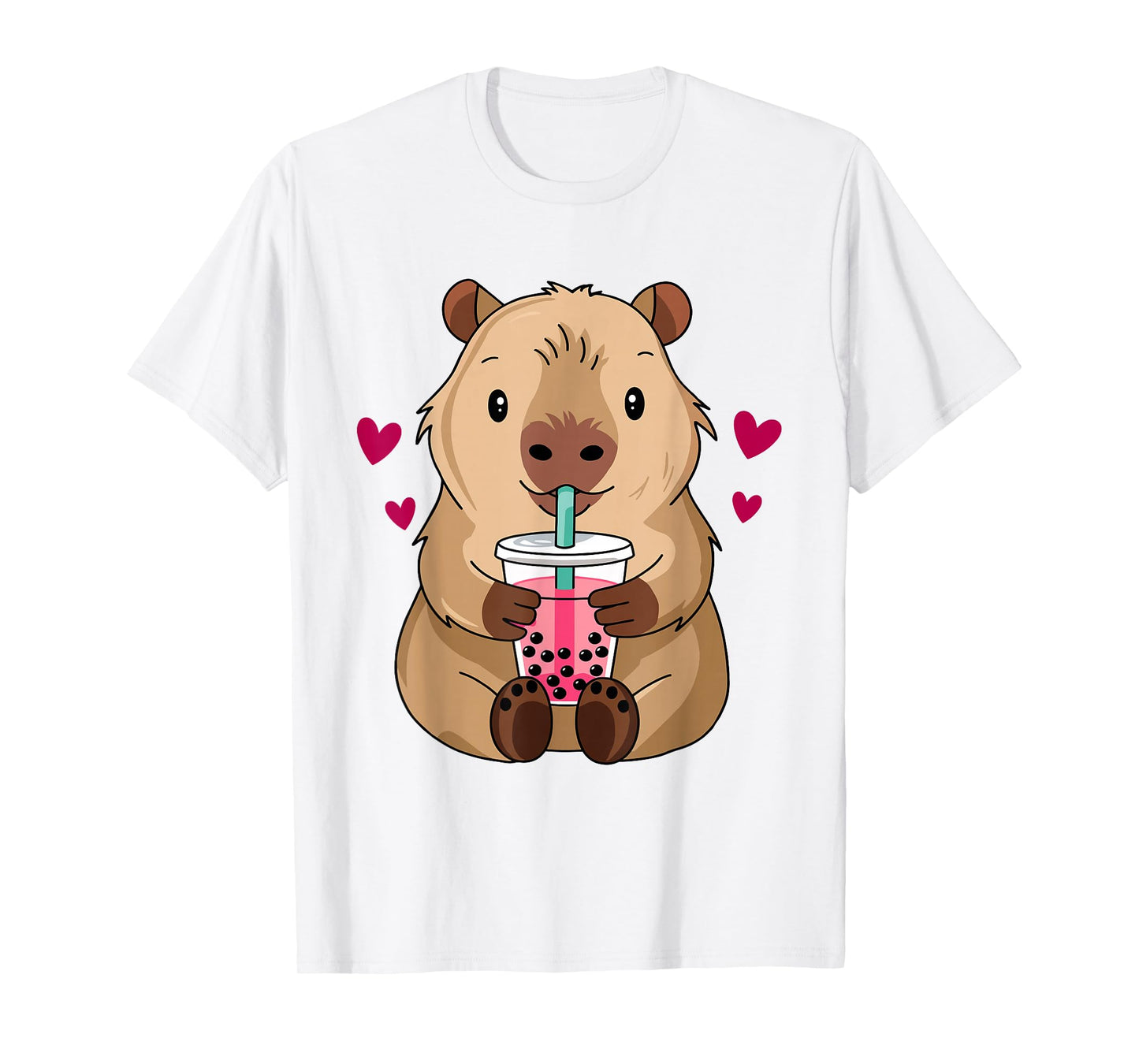 Cute Capybara Kawaii Anime Drinking Bubble Tea Lover Girls T-Shirt
