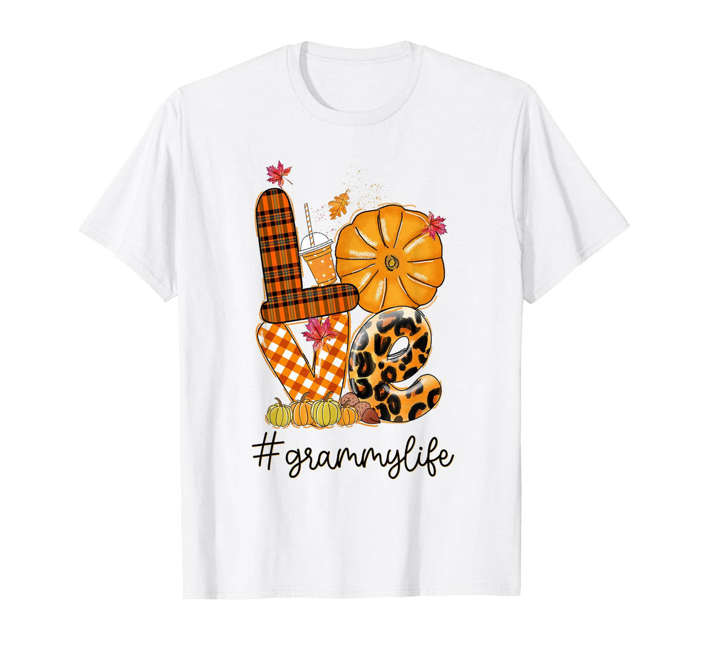 Thanksgiving Love grammy Life Candy Leopard Fall Gifts T-Shirt