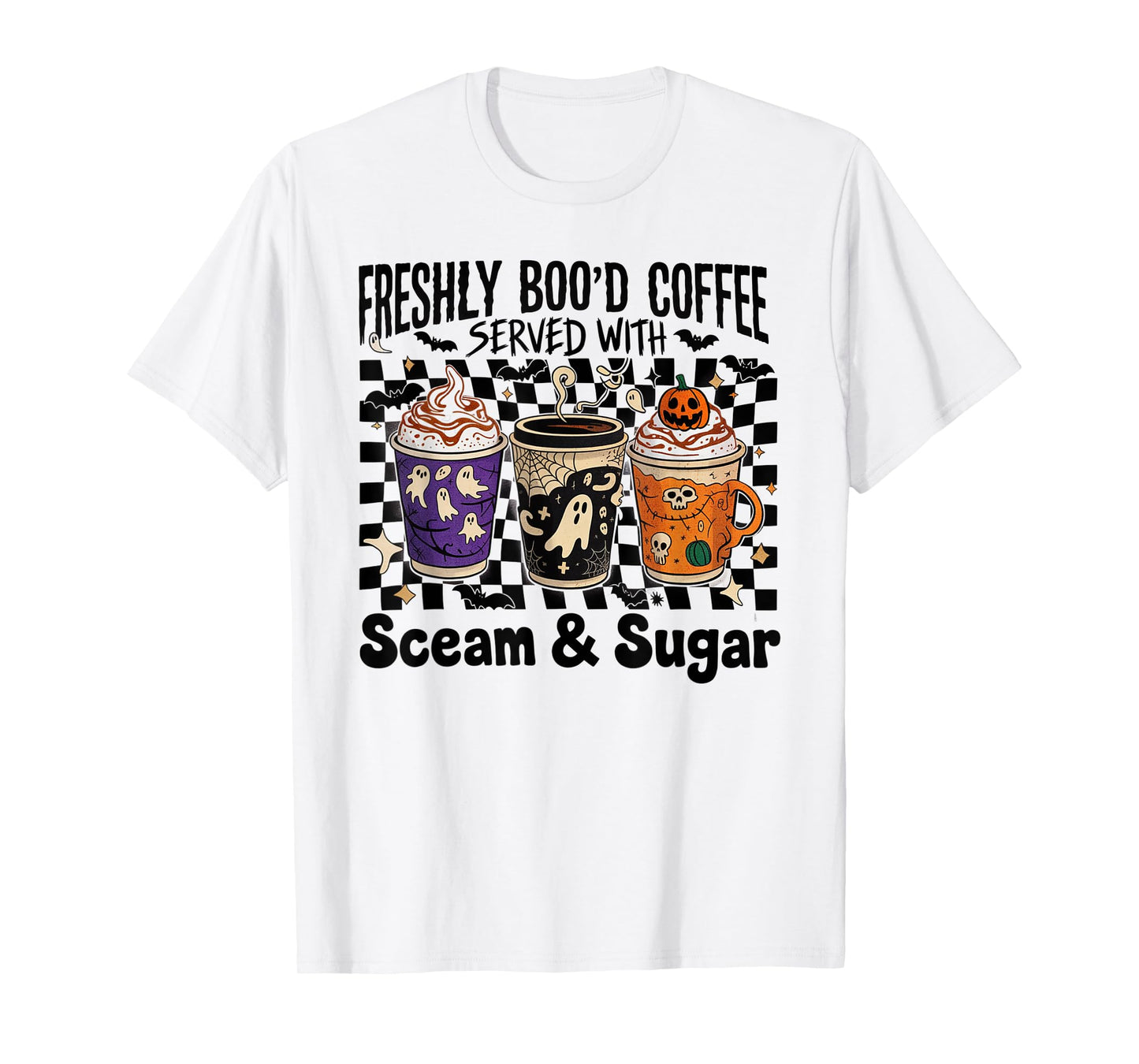 Retro Freshly Boo'd Coffee Lovers Funny Ghost Halloween T-Shirt