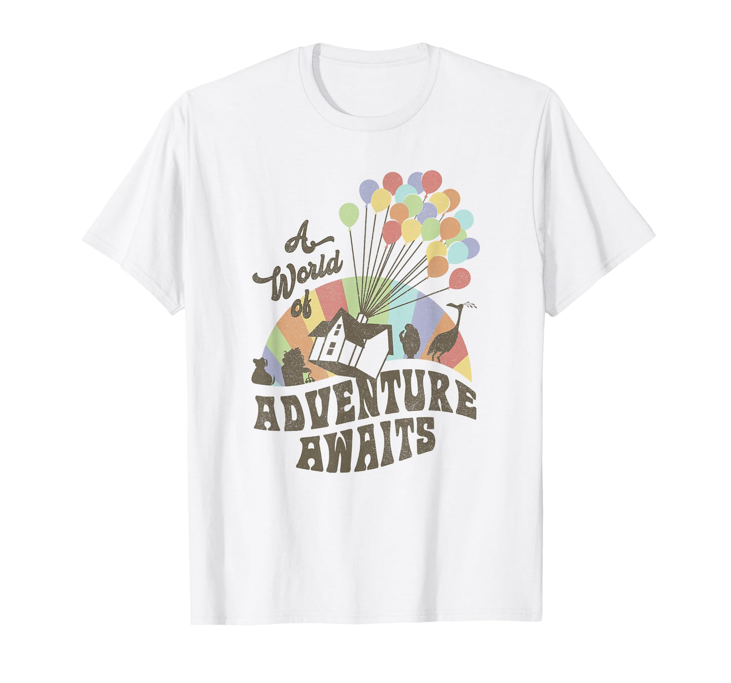 Disney Pixar Up A World of Adventure Awaits Rainbow Balloons T-Shirt Small