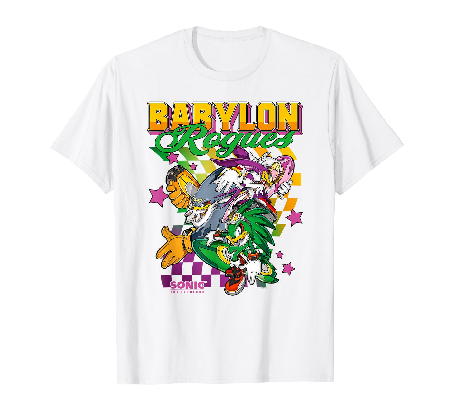 Sonic The Hedgehog Babylon Rogues Crew Retro Chest Poster T-Shirt