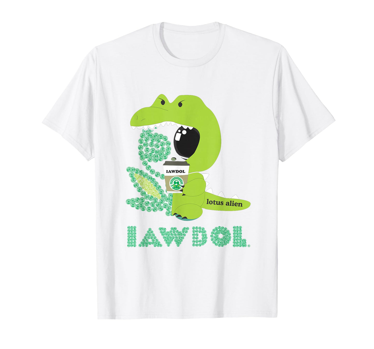 Lotus Alien Made with IAWDOL Logos b & w T-Shirt