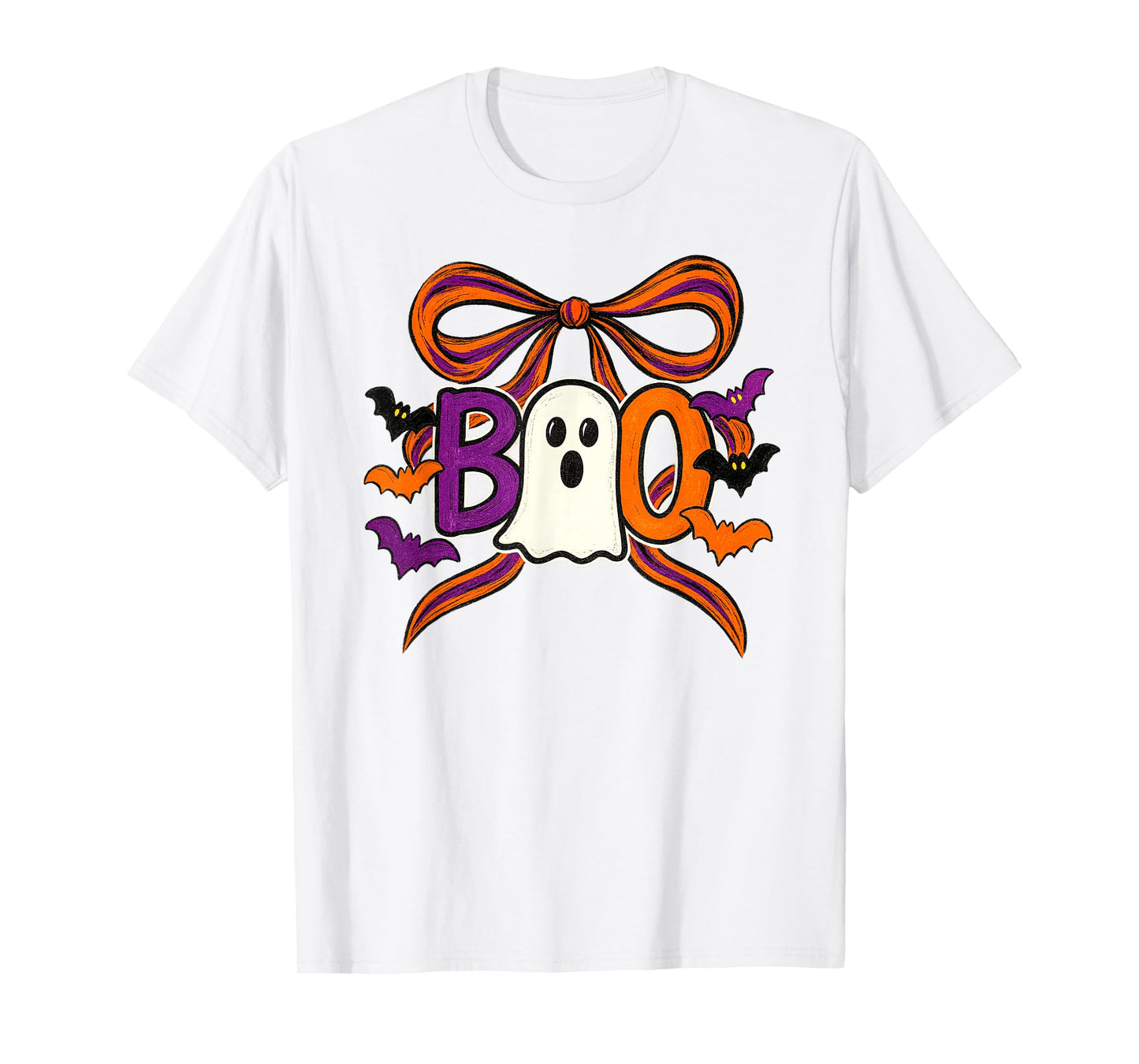 Coquette Boo Ghost Bow Cute Spooky Funny Halloween for Girl T-Shirt