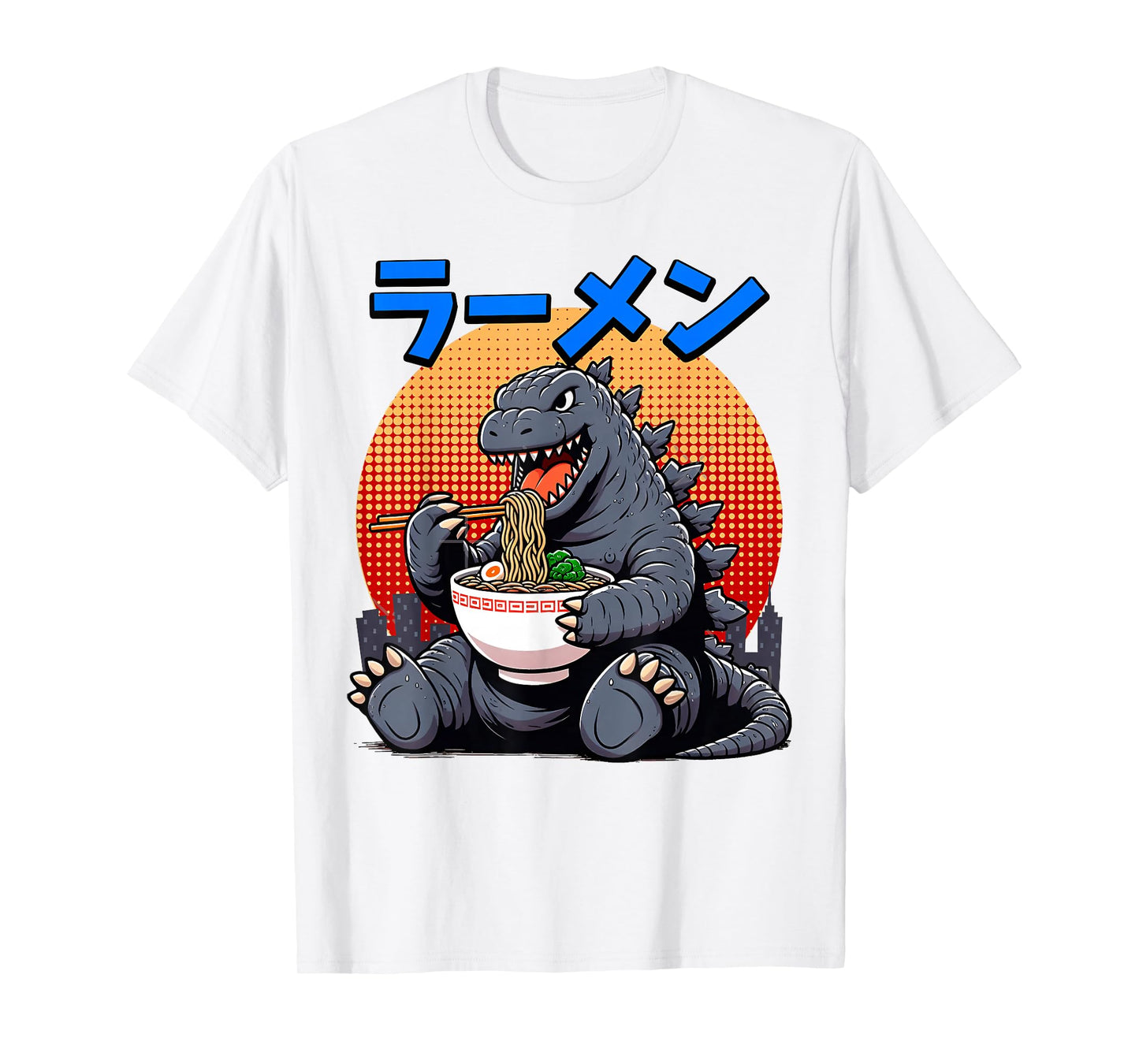 Funny Kaiju Eating Ramen Japanese Monster Lover Birthday T-Shirt