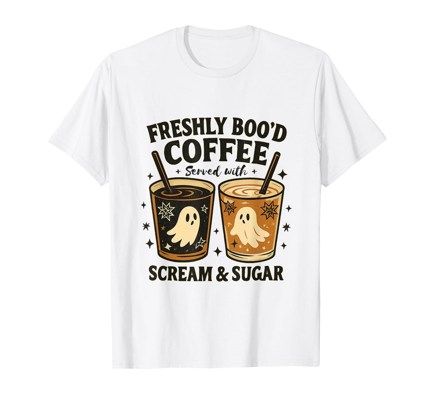 Freshly Boo’d Coffee Ghost Funny Halloween Iced Coffee T-Shirt