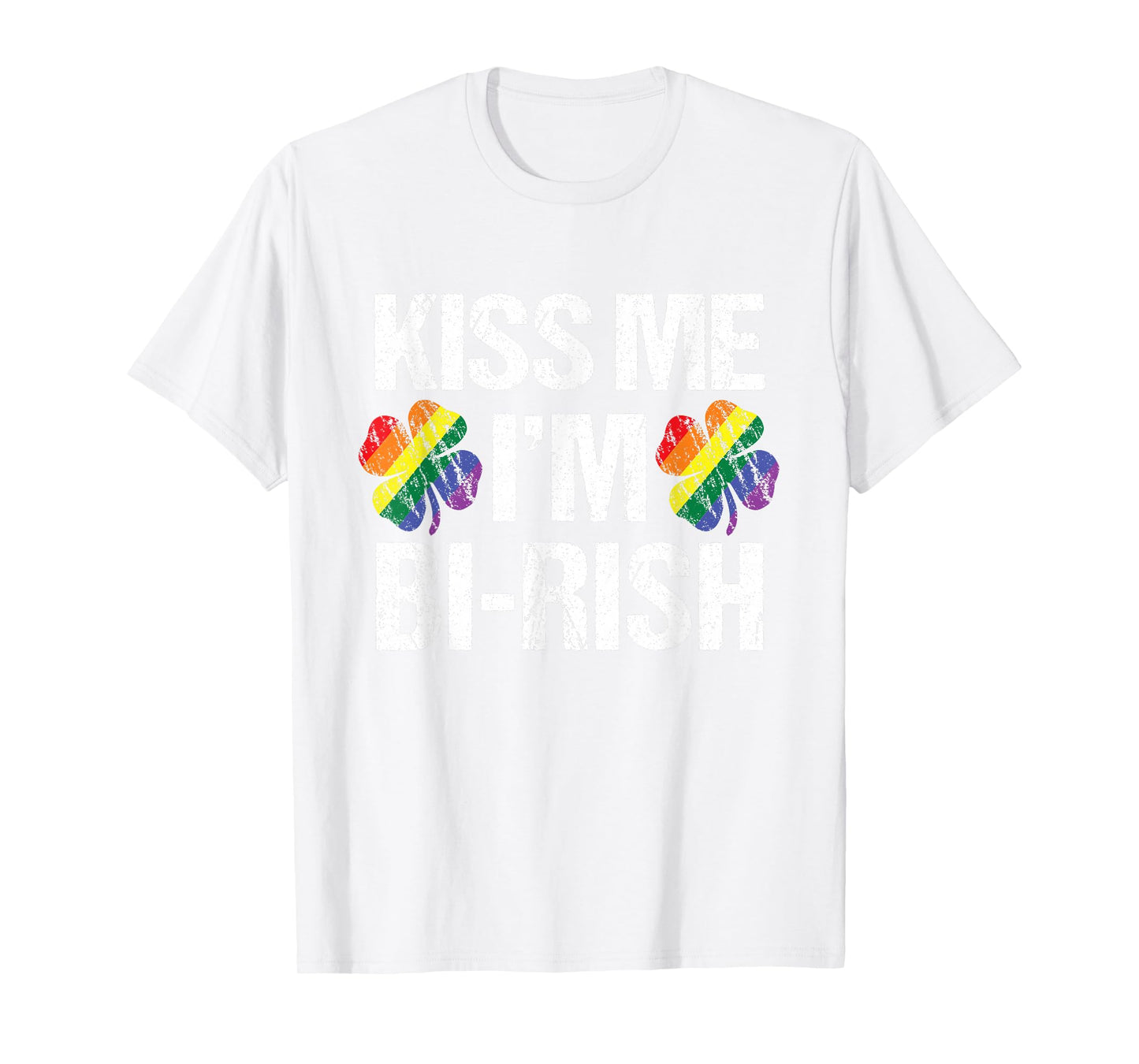 St Patrick's Day Kiss Me I'm Bi-rish Tshirt Bisexual Rainbow