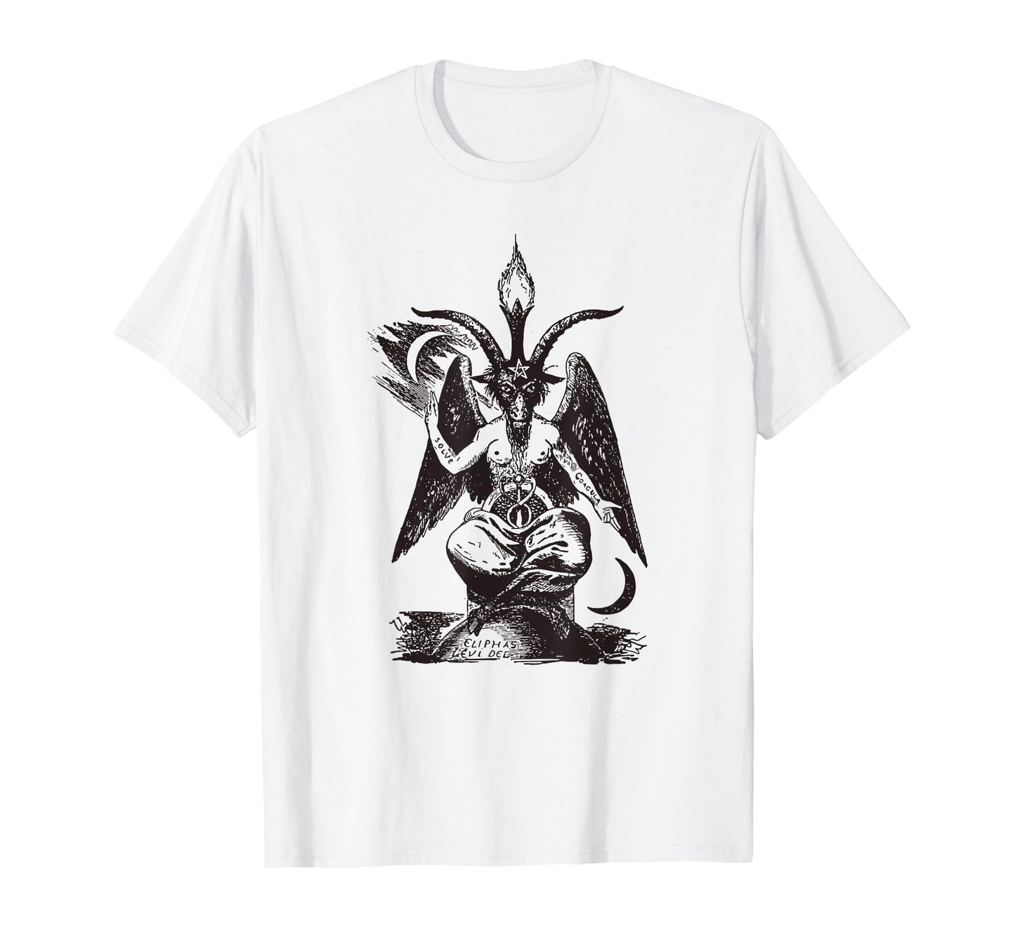 Baphomet Mystic Occult Goth Demon Satan Satanism Black White T-Shirt