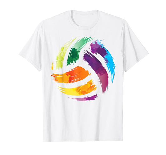 Colorful Volleyball Shirt | Cute Colorsplash Ball Tee Gift T-Shirt