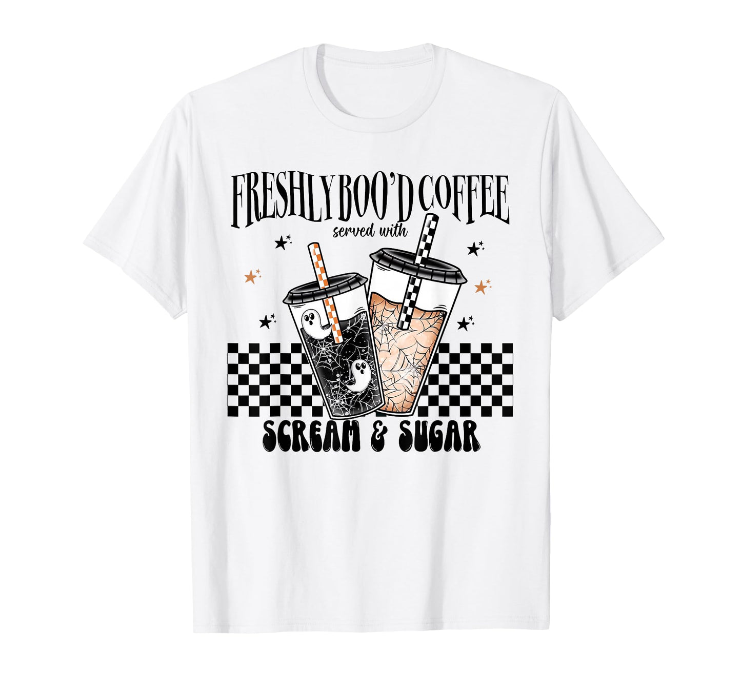 Retro Freshly Boo'd Coffee Lovers Boujee Ghost Halloween T-Shirt