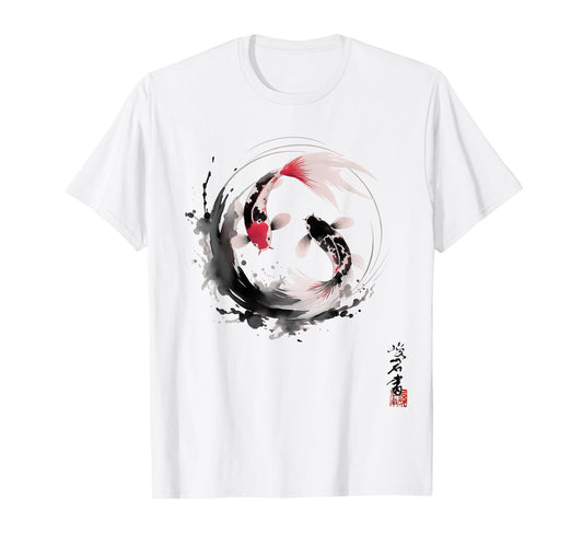 Yin and Yang Japanese Koi Fish Vintage T-Shirt
