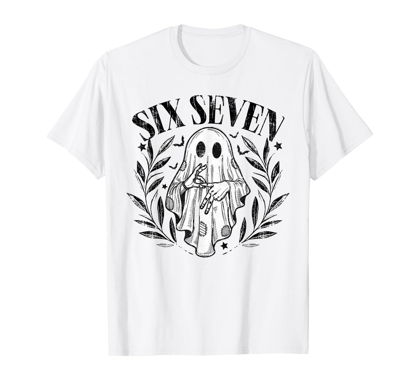 Six Seven 6 7 Meme Gen Alpha Halloween Ghost Hands Sign T-Shirt
