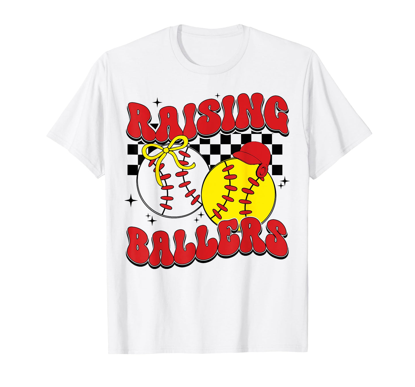 Busy Raising Ballers Softball and Baseball Leopard Print Mom T-Shirt