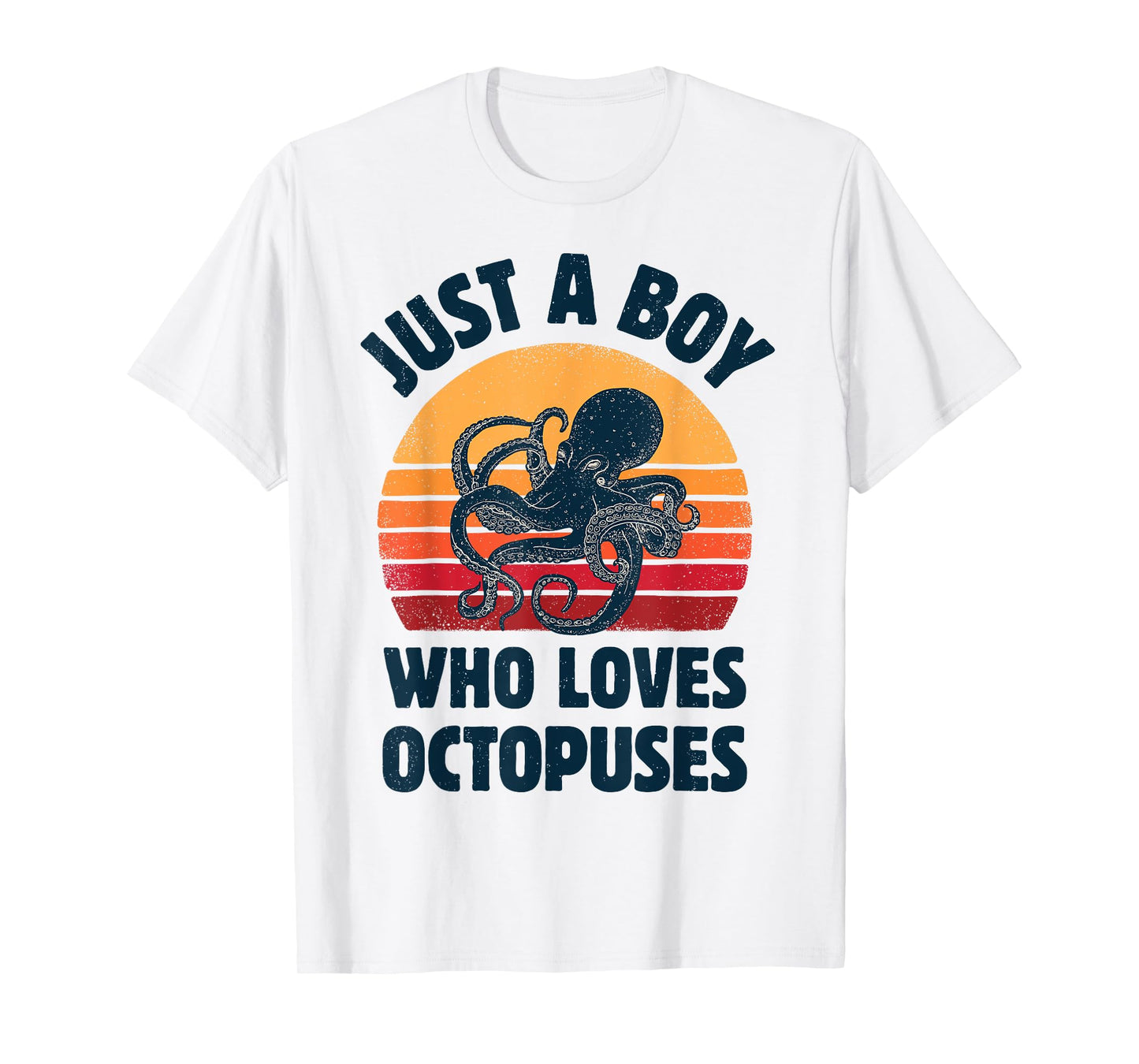 Octopus Just A Boy Who Loves Sea Animals Men Retro Vintage T-Shirt