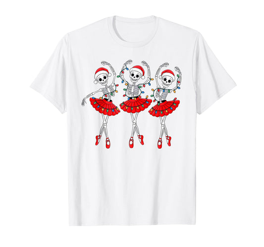 Skeleton Ballerina Ballet Dance Christmas Women Girls Kids T-Shirt