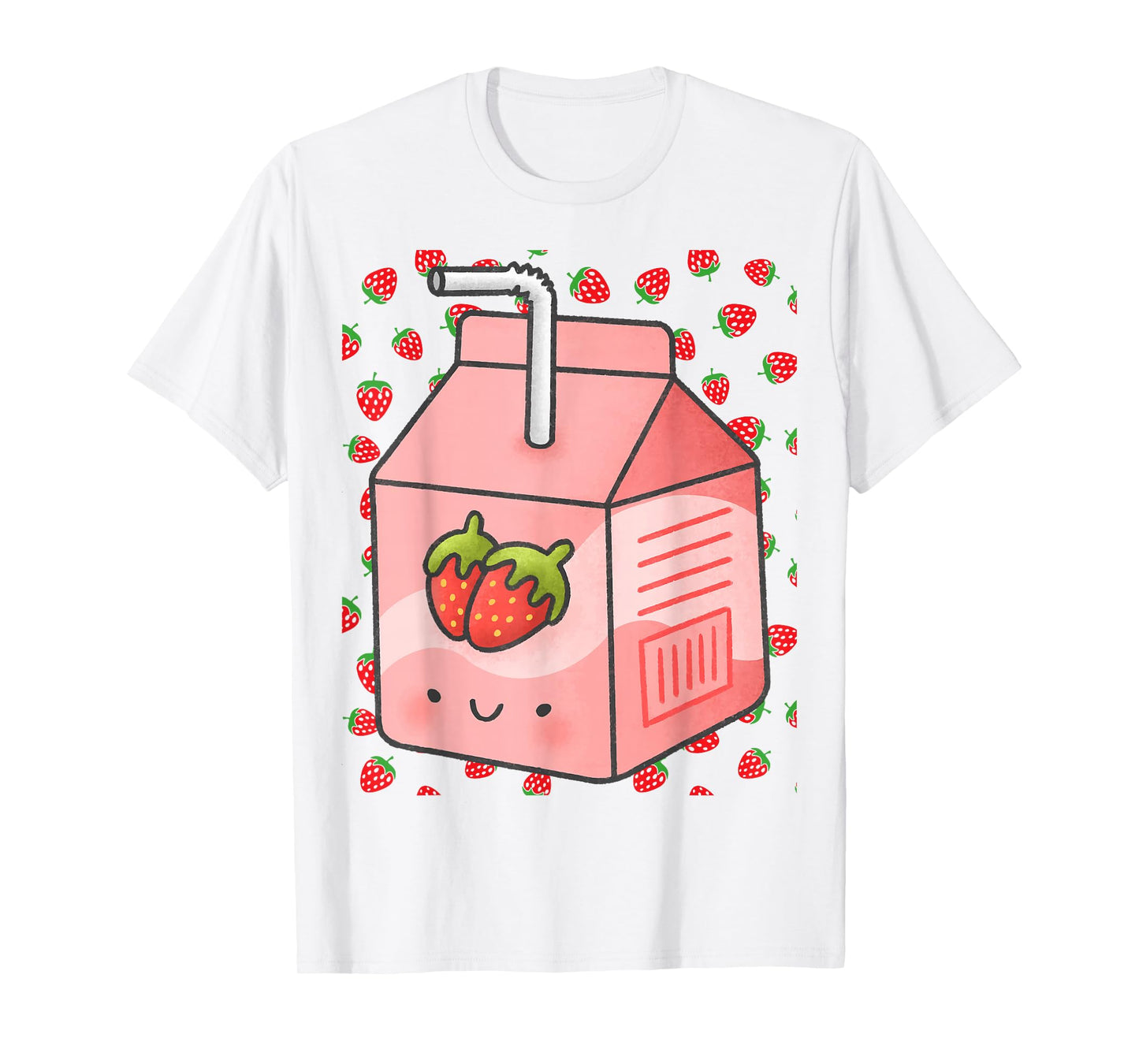 Mens Womens Japanese Pink Strawberry Milk Kawaii 90s Retro T-Shirt