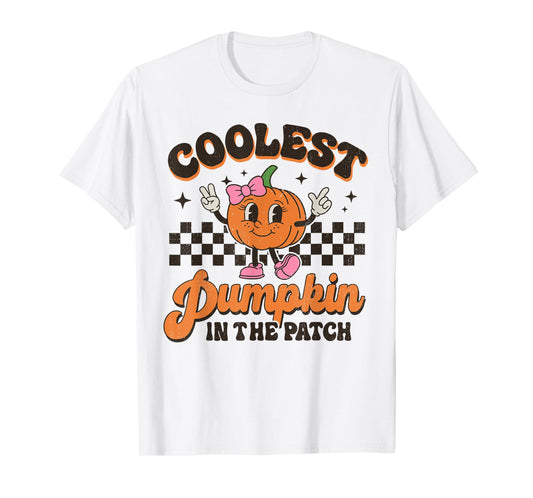 Groovy Coolest Pumpkin In The Patch Halloween For Girls Kids T-Shirt