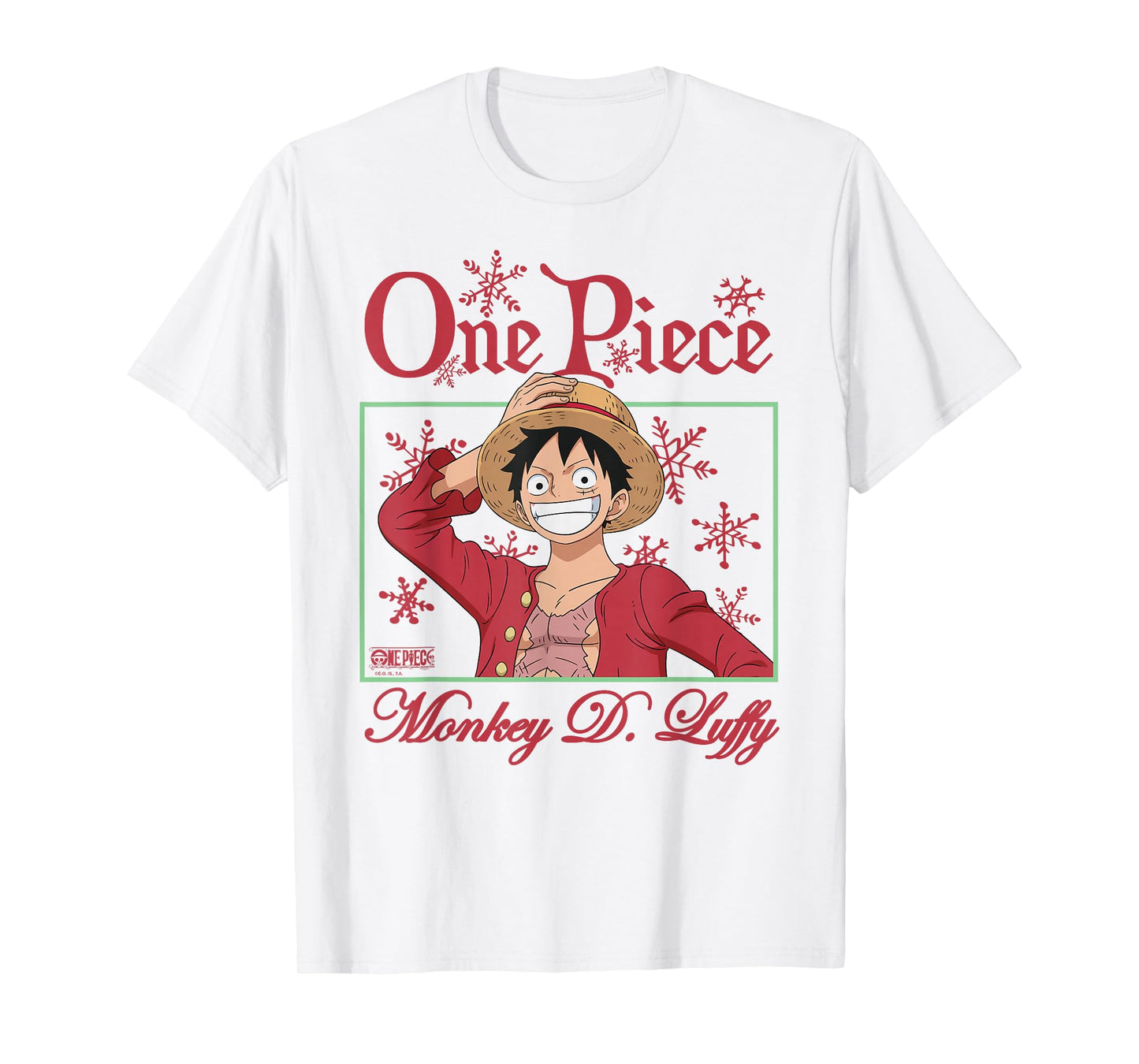 One Piece Anime Happy Holidays Luffy Christmas Snowflakes T-Shirt