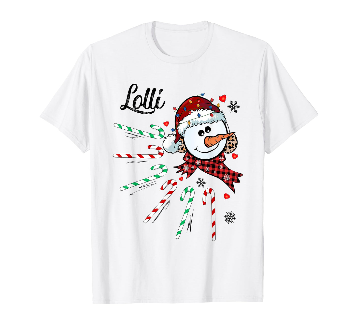 Lolli Snowman Candy Cane Christmas Xmas Funny T-Shirt