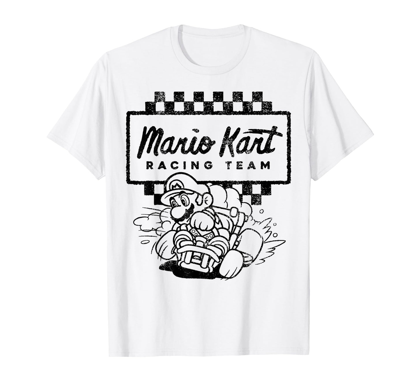 Mario Kart Racing Team Outlined Mario Drift Graphic T-Shirt T-Shirt