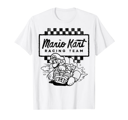 Mario Kart Racing Team Outlined Mario Drift Graphic T-Shirt T-Shirt