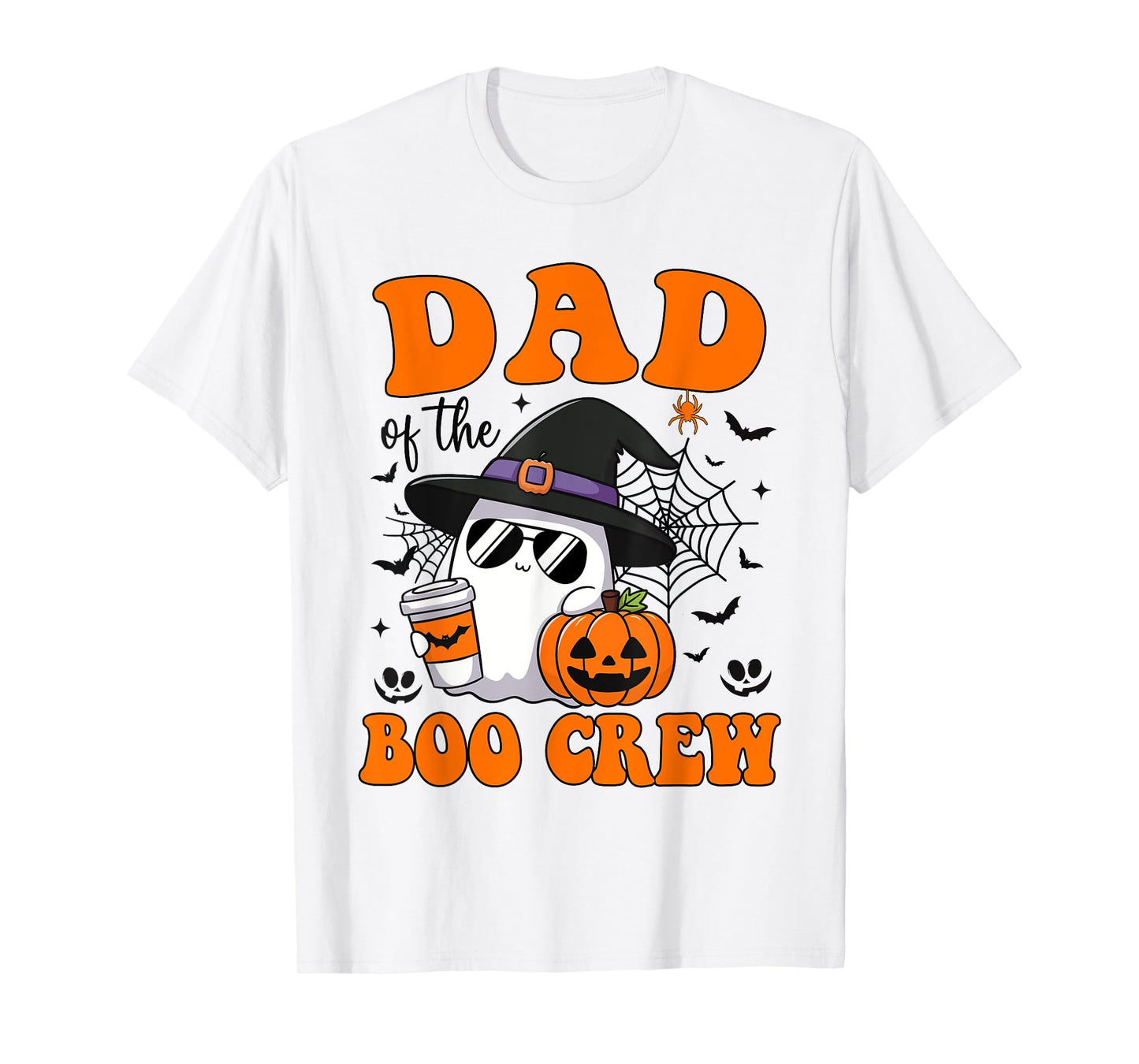 Dad Boo Crew Groovy Ghost Matching Family Halloween T-Shirt