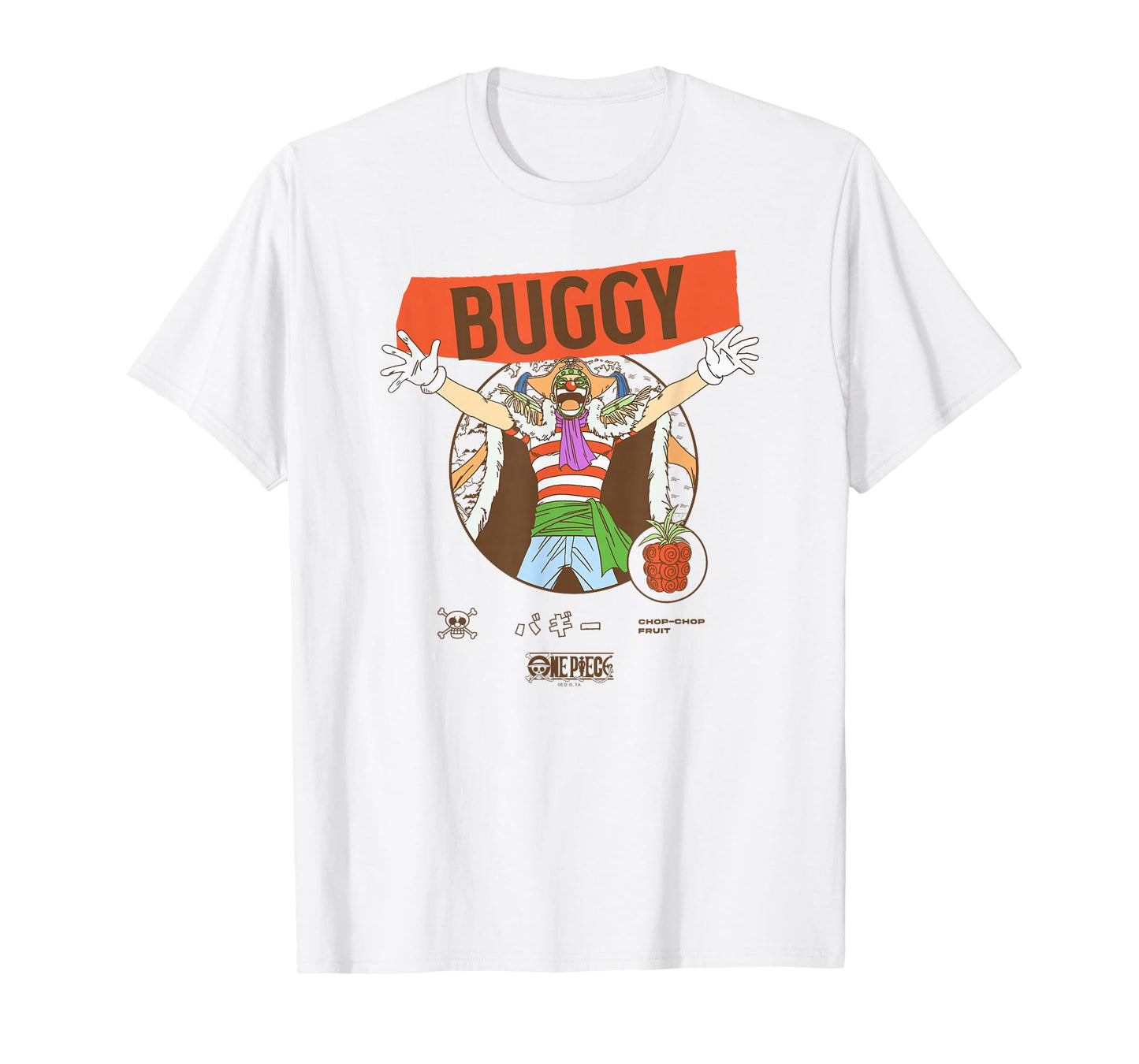 One Piece Anime Buggy the Star Clown with Icons T-Shirt