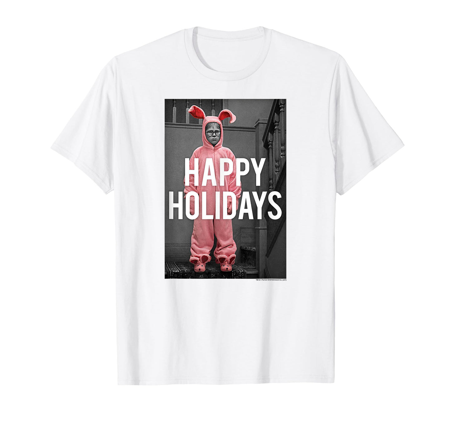 A Christmas Story Happy Holidays Ralphie Pink Bunny Costume T-Shirt