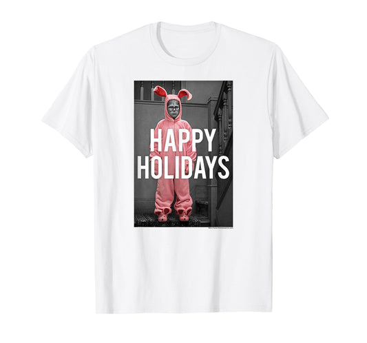 A Christmas Story Happy Holidays Ralphie Pink Bunny Costume T-Shirt