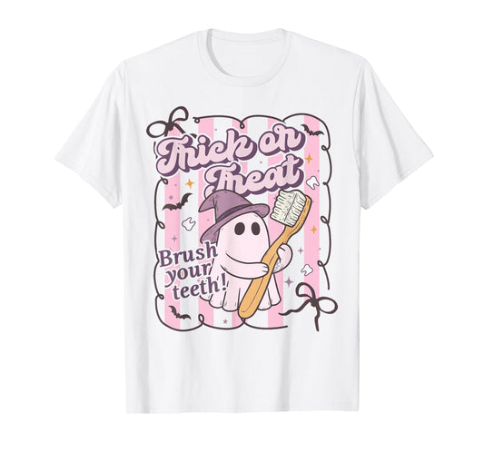 Trick Or Treat Brush Your Teeth Dental Hygienist Halloween T-Shirt