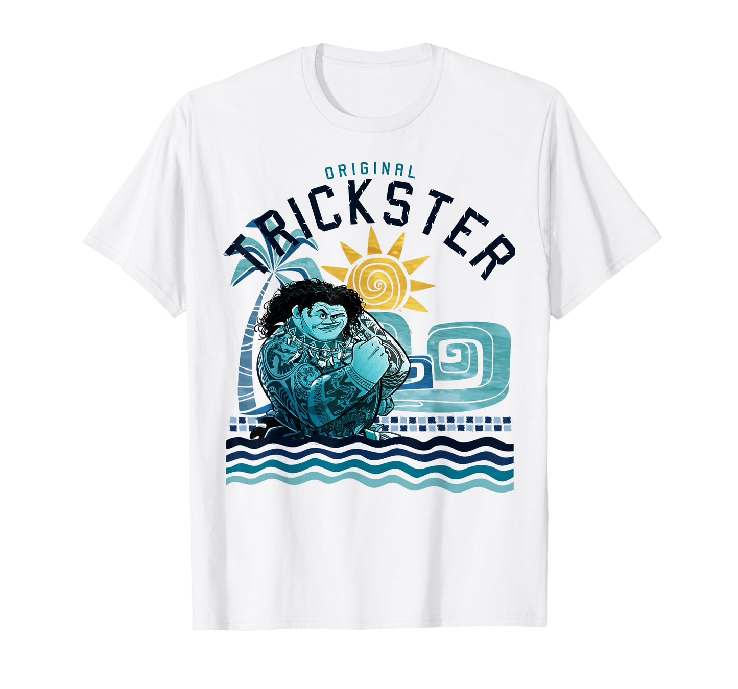 Disney Moana Maui Original Trickster Blue Gradient Portrait T-Shirt Small
