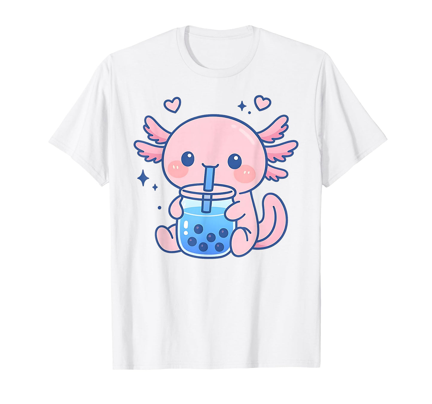 Kawaii Axolotl Drinking Boba Tea Cute Bubble Tea T-Shirt
