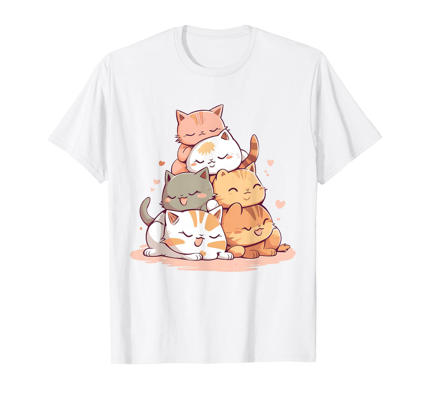 Cat Cute Kitty Pile Cats Anime Kawaii Neko Women Girls T-Shirt