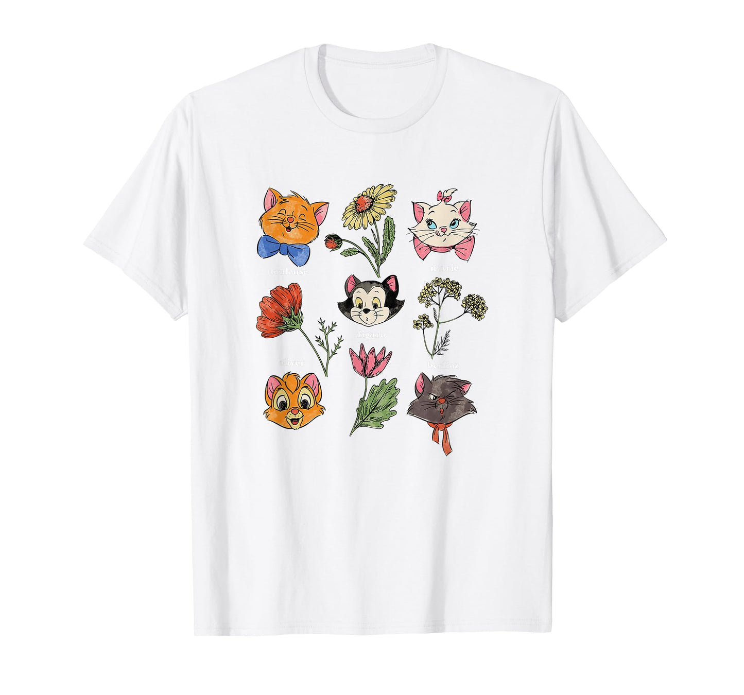 Disney The Aristocats Floral Disney Cats Cute Logo T-Shirt