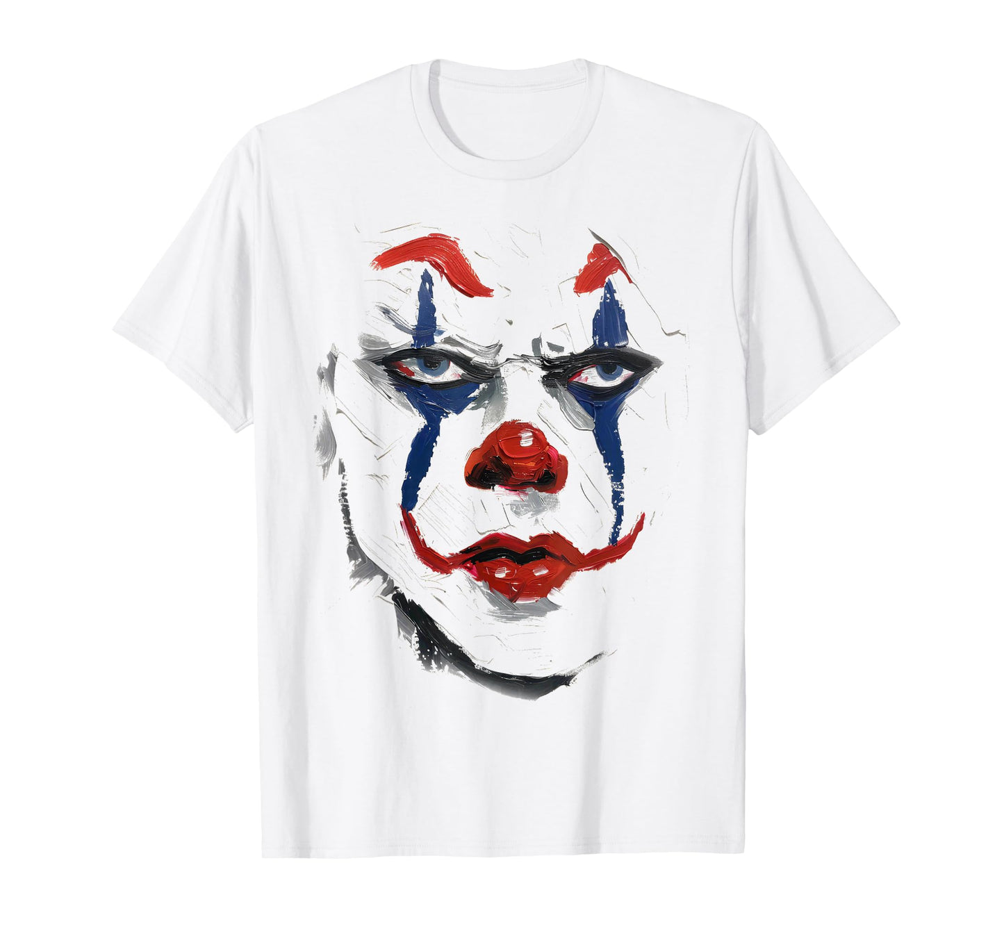 Intense Scary Painted Clown Face Red Blue Halloween T-Shirt