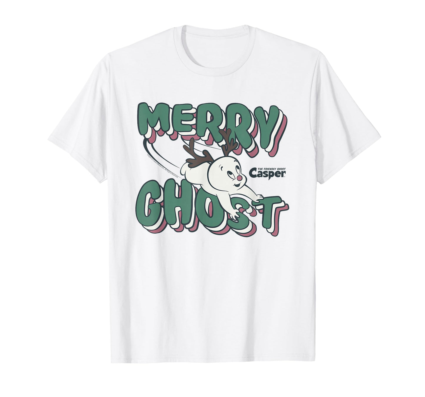 Casper the Friendly Ghost Vintage Merry Ghost Reindeer T-Shirt