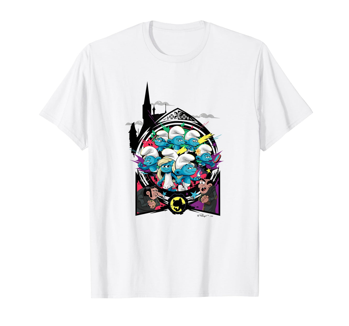 The Smurfs Movie Unite with Gargamel and Azrael T-Shirt