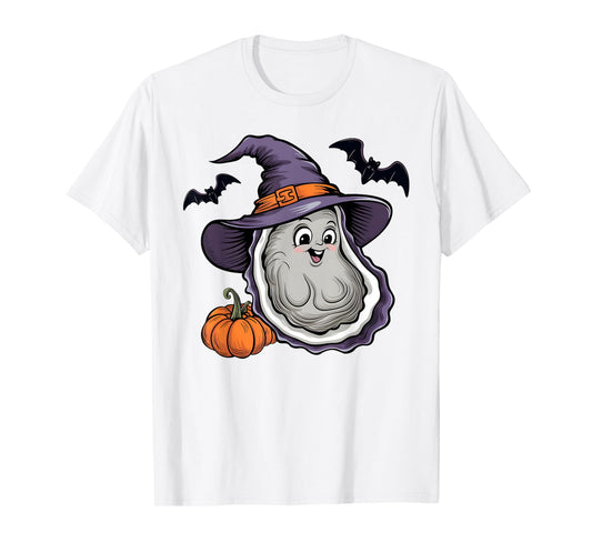 Funny Pumpkin Bat Witch Costume Oyster Halloween T-Shirt