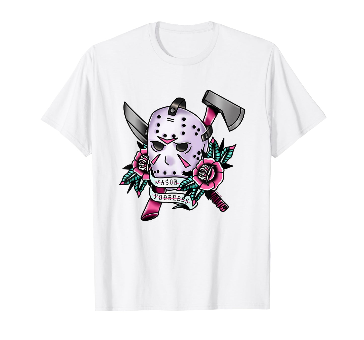 Friday The 13th Jason Voorhees Mask Tattoo Style Chest Logo T-Shirt