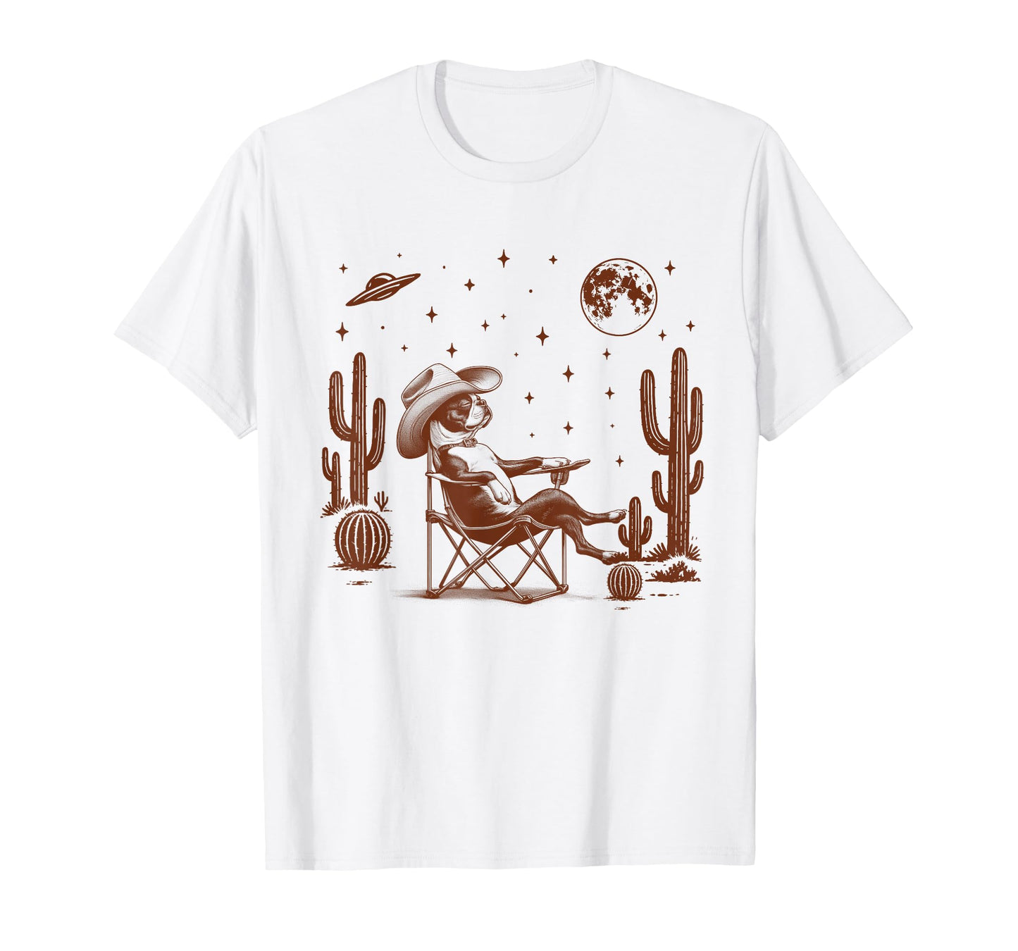 Boston Terrier Lover Dog Mom Howdy Western Life UFO Space T-Shirt