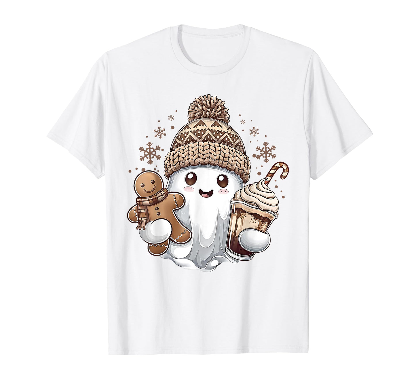 Cute Christmas Ghost Coffee Gingerbread Boojee Xmas Holiday T-Shirt