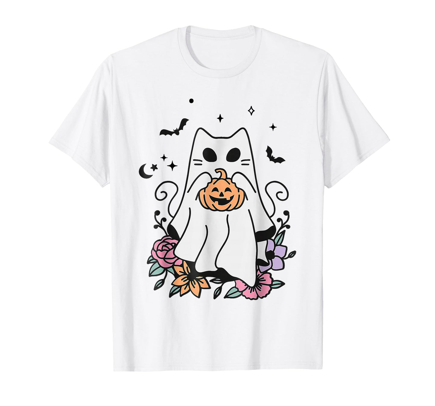 Halloween Ghost Cat in Ghost T-Shirt