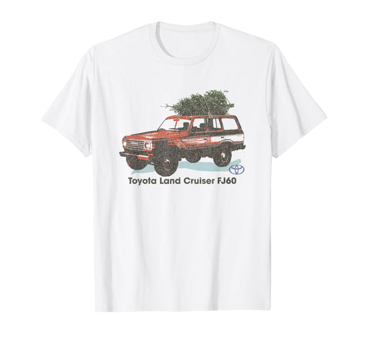 Toyota Christmas Land Cruiser FJ60 Xmas Road Trip Distressed T-Shirt