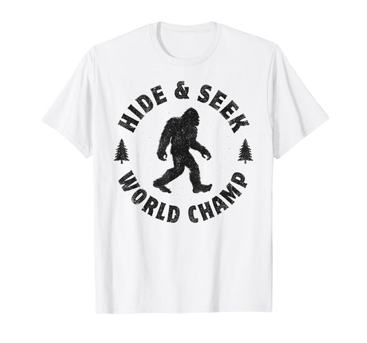 Bigfoot Hide And Seek World Champion Sasquatch Retro Vintage T-Shirt